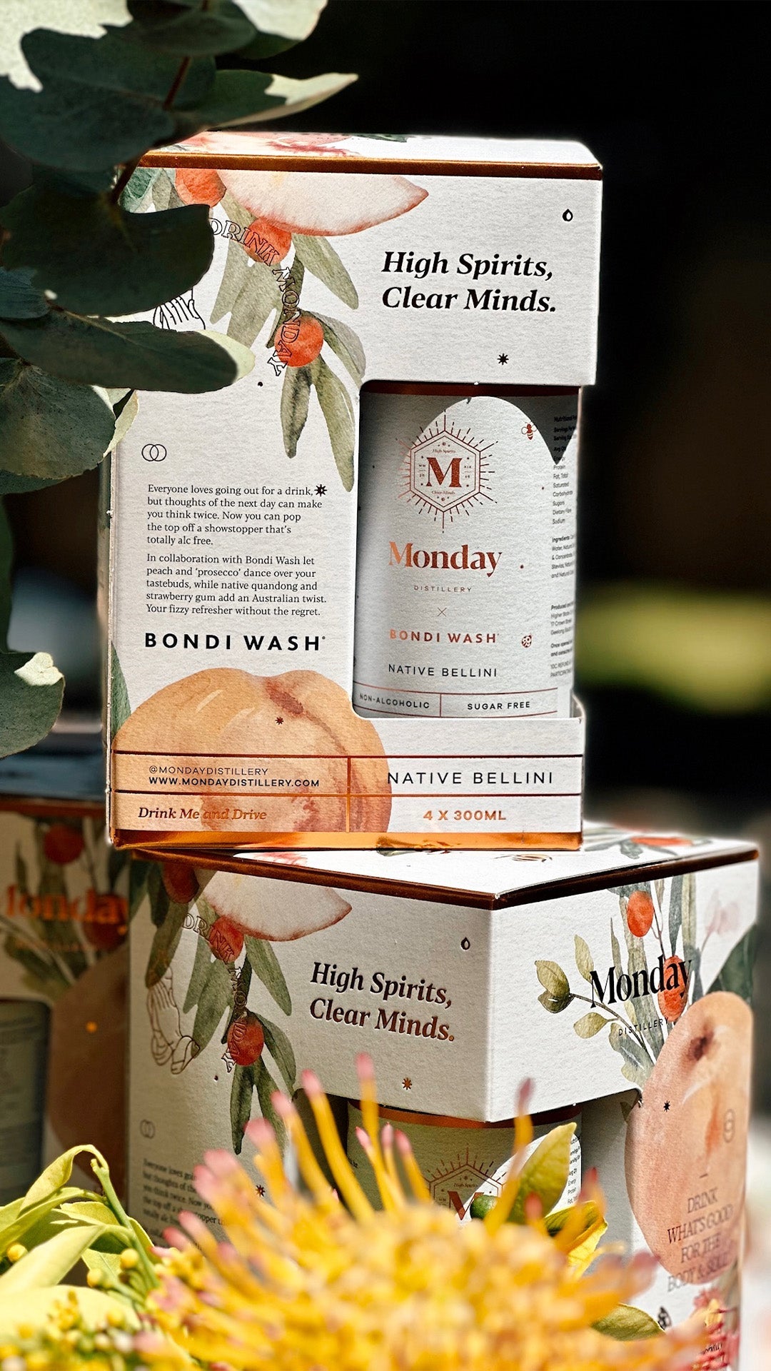 Non-Alcoholic Native Bellini x Bondi Wash by Monday Distillery