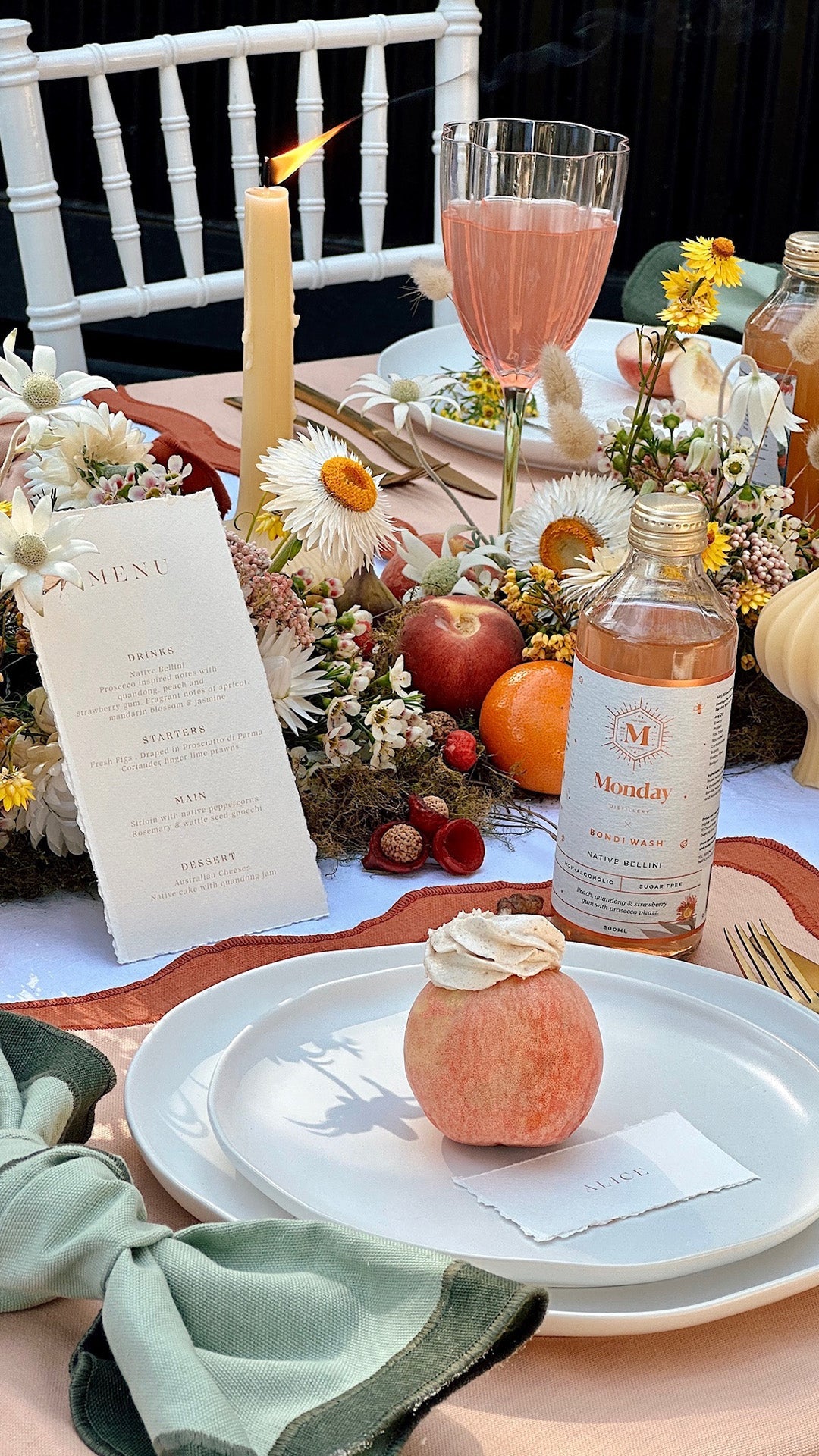 Non-Alcoholic Native Bellini x Bondi Wash by Monday Distillery